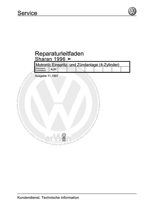 Sharan (1995 - 2010) Reparaturanleitung Motronic Einspritz- und Zündanlage (4-Zylinder)
