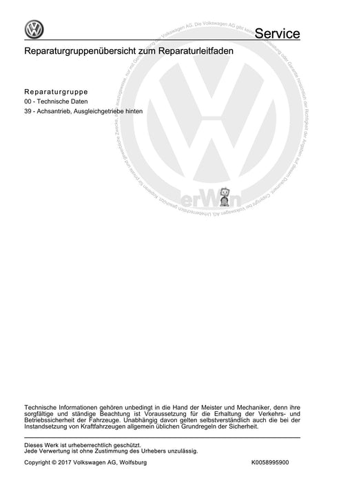Passat (2005 - 2008) Passat-Passat Variant Reparaturanleitung Kardanwelle und Achsantrieb hinten Volkswagen R GmbH