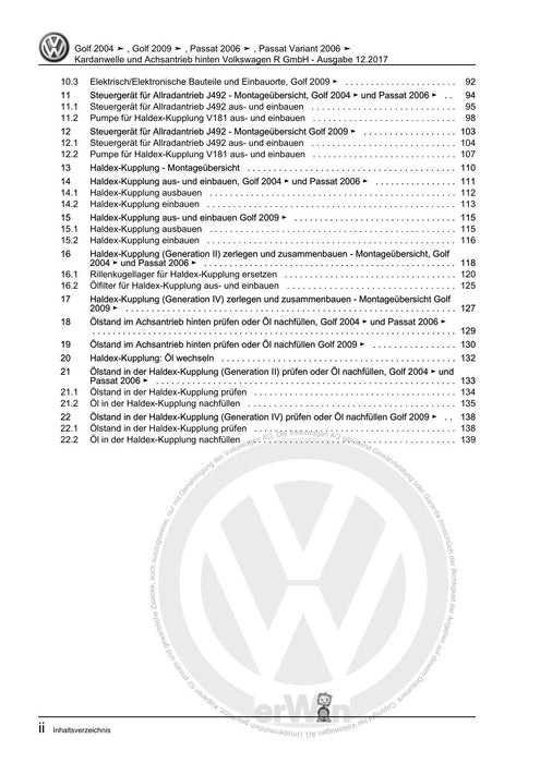 Passat (2005 - 2008) Passat-Passat Variant Reparaturanleitung Kardanwelle und Achsantrieb hinten Volkswagen R GmbH