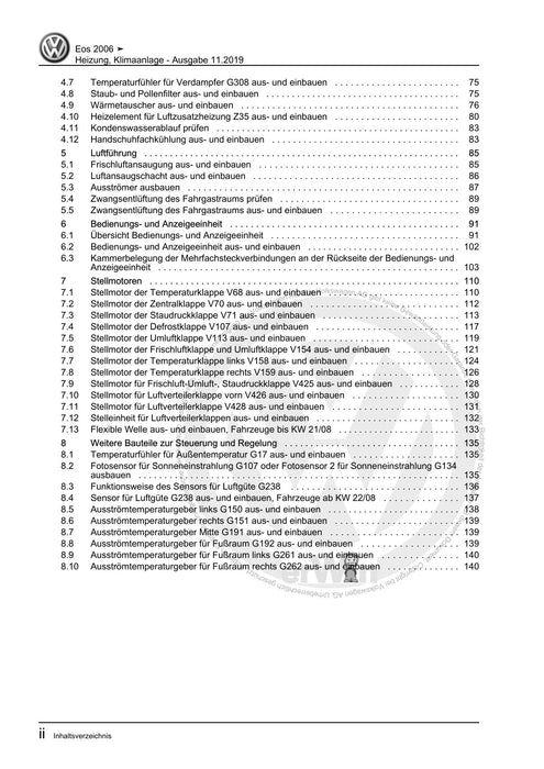 EOS (2006+) Reparaturanleitung Heizung, Klimaanlage