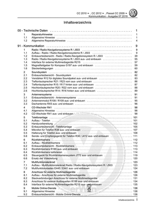Passat CC (2009) Reparaturanleitung Kommunikation