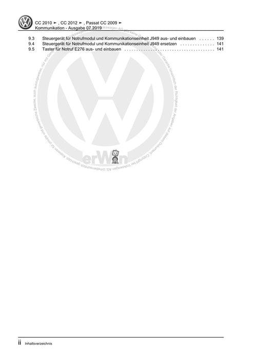 Passat CC (2009) Reparaturanleitung Kommunikation