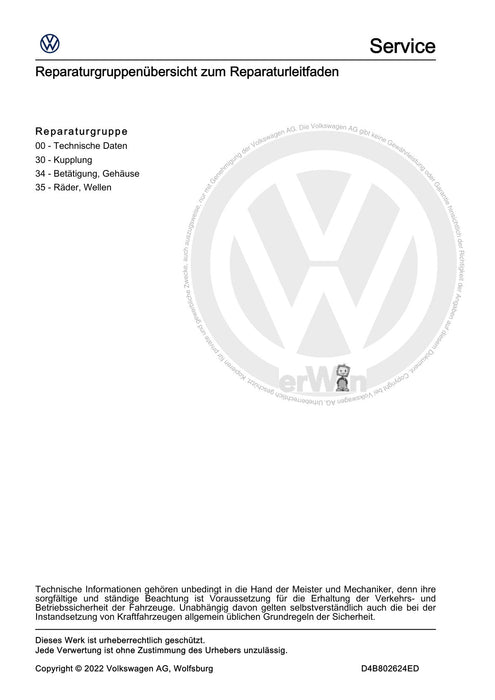 Amarok (2011+) Reparaturanleitung 6 Gang-Schaltgetriebe 0C6
