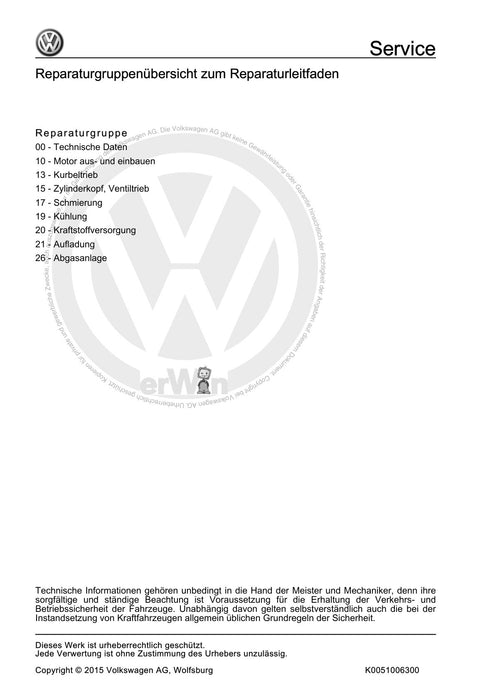 Bora (1999 - 2006) Bora-Bora Variant Reparaturanleitung 4-Zyl. Dieselmotor, Mechanik