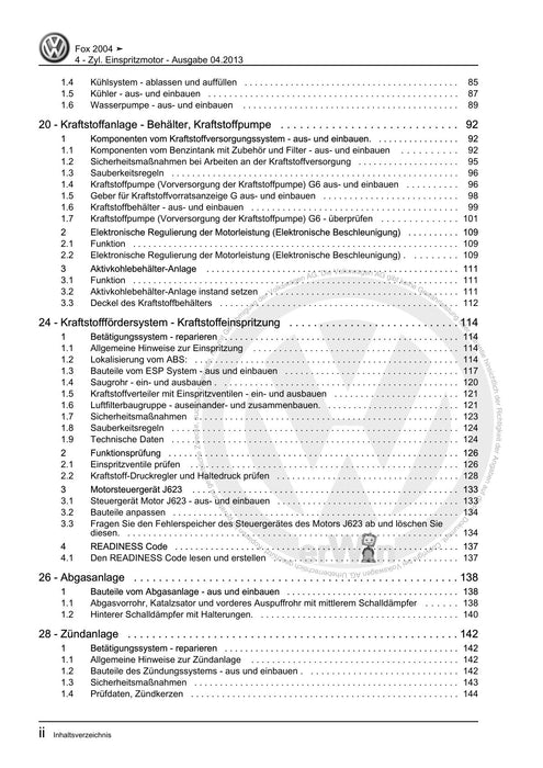 FOX (2004+) Reparaturanleitung 4 - Zyl. Einspritzmotor