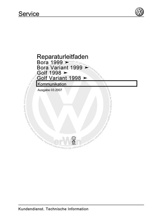 Golf IV (1998 - 2006) Golf-Golf Variant-Bora-Bora Variant Reparaturanleitung Kommunikation