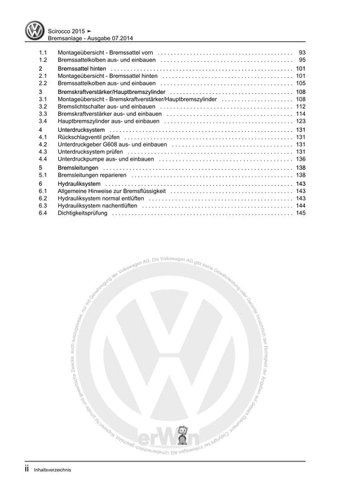 Scirocco (2008 - 2015) Reparaturanleitung Bremsanlage