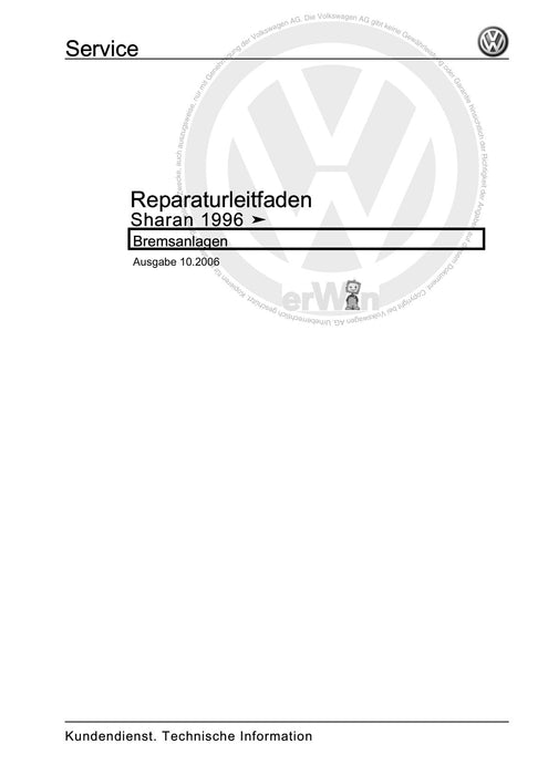 Sharan (1995 - 2010) Reparaturanleitung Bremsanlagen