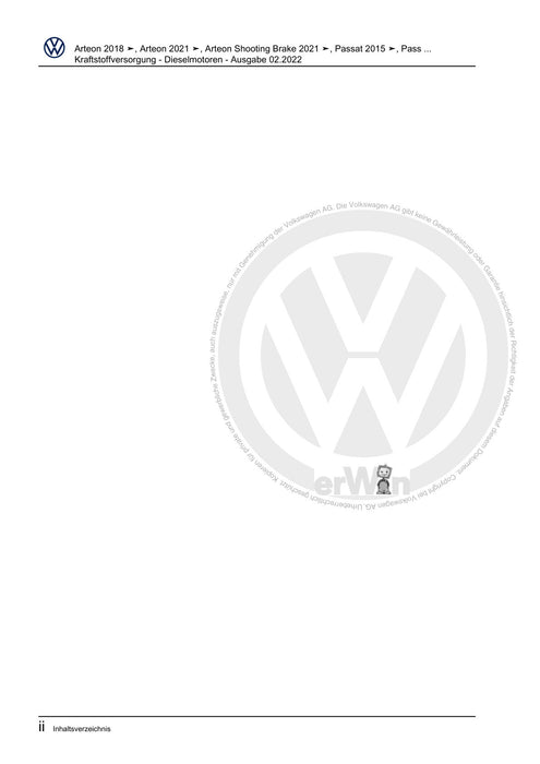 Passat (2019+) Reparaturanleitung Kraftstoffversorgung - Dieselmotoren