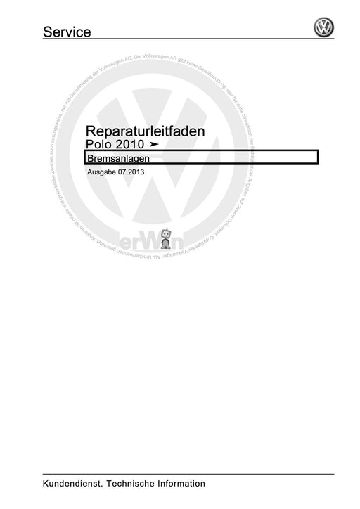 Polo (2010 - 2015) Polo A05 Reparaturanleitung Bremsanlagen