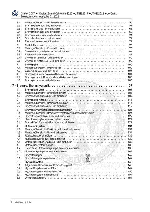 Crafter (2017+) Reparaturanleitung Bremsanlagen