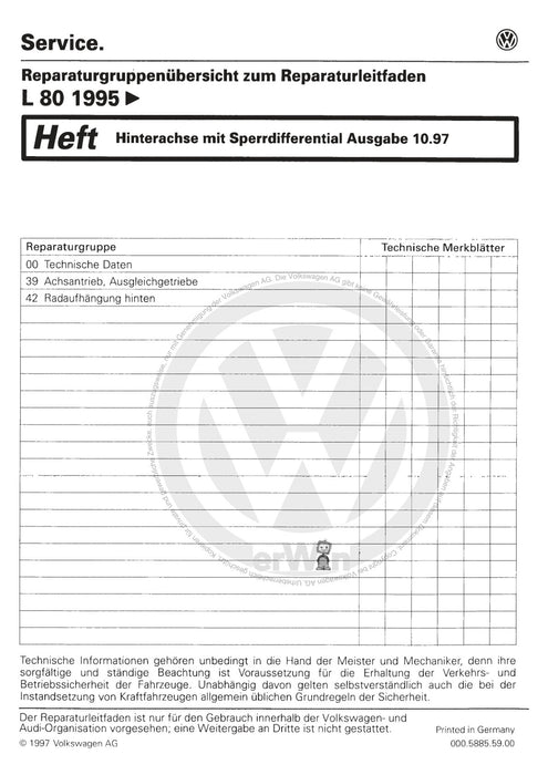 L 80 (1995 - 2001) Reparaturanleitung Hinterachse mit Sperrdifferenzial