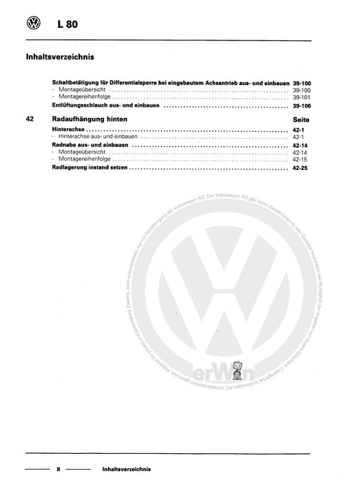 L 80 (1995 - 2001) Reparaturanleitung Hinterachse mit Sperrdifferenzial