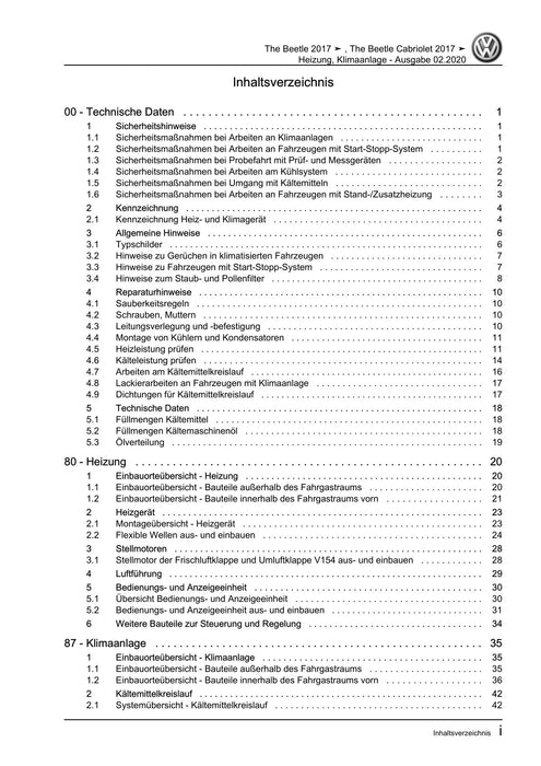 Beetle (2012+) NBL-NBC Reparaturanleitung Heizung, Klimaanlage
