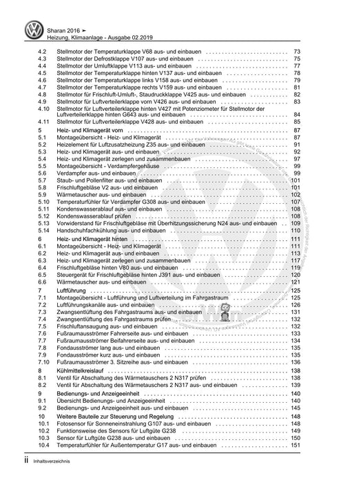 Sharan (2011+) Reparaturanleitung Heizung, Klimaanlage