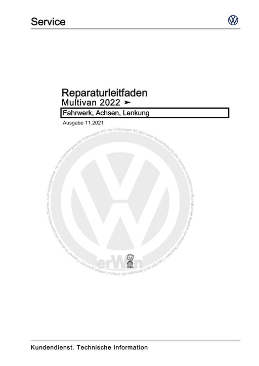 Transporter (2016+) Reparaturanleitung Fahrwerk, Achsen, Lenkung