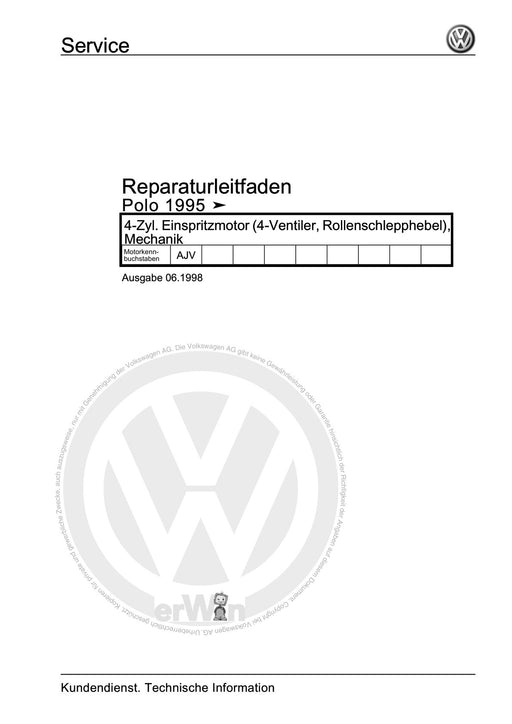 Polo (1995 - 2002) Polo Reparaturanleitung 4-Zyl. Einspritzmotor (4-Ventiler, Rollenschlepphebel), Mechanik