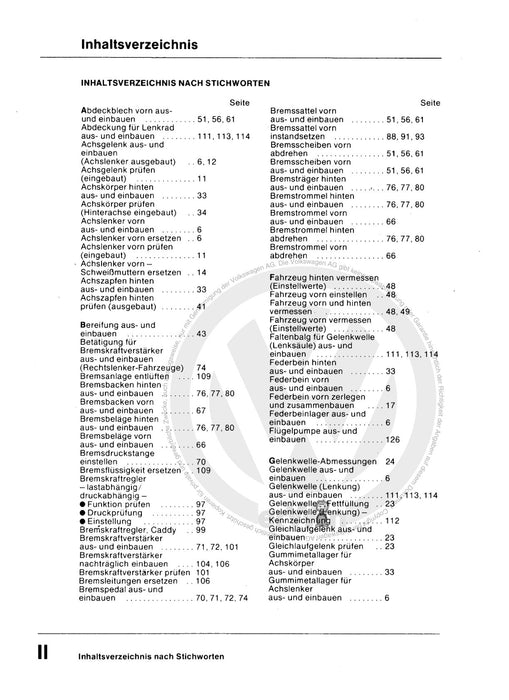 Scirocco (1974 - 1992) Reparaturanleitung Fahrwerk