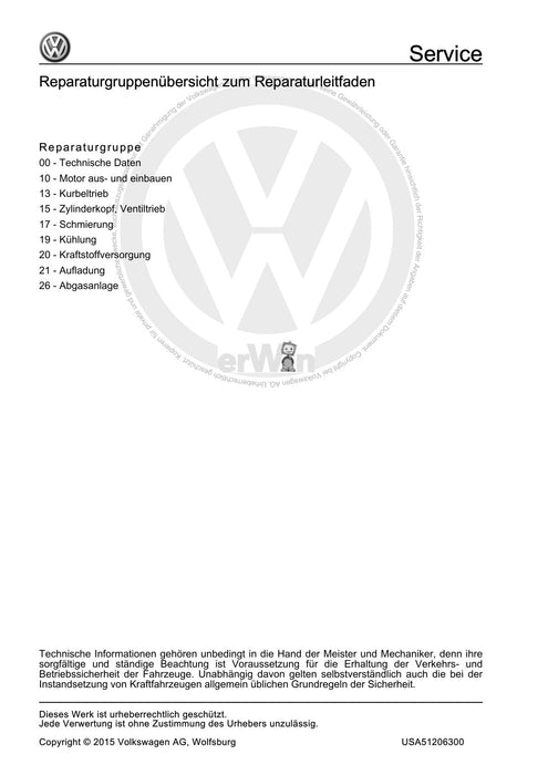 Bora (1999 - 2006) Bora-Bora Variant Reparaturanleitung 4-Zyl. Einspritzmotor, Mechanik (1,8 l-Motor)