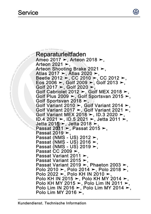 Polo 2018 - 2021 Reparaturanleitung Ratgeber Räder, Reifen - Allgemeine Informationen