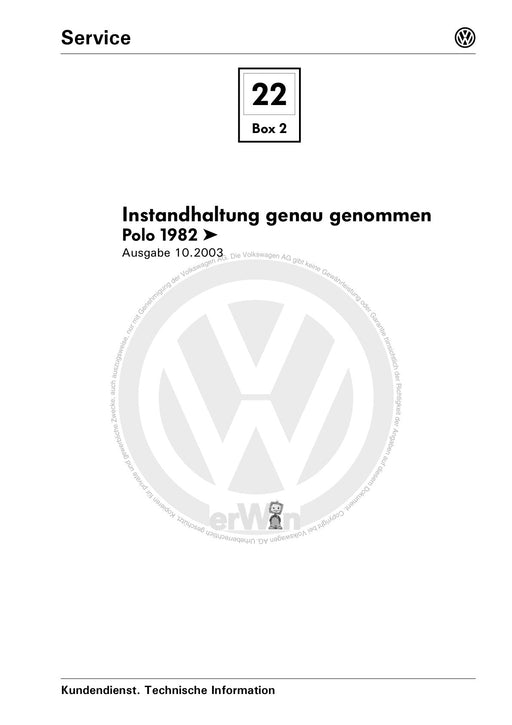 Polo (1981 - 1994) Polo-Coupe-Steilheck-Stufenheck Maintenance handbook (IGG) Heft 22+Polo ab 1986 Inland