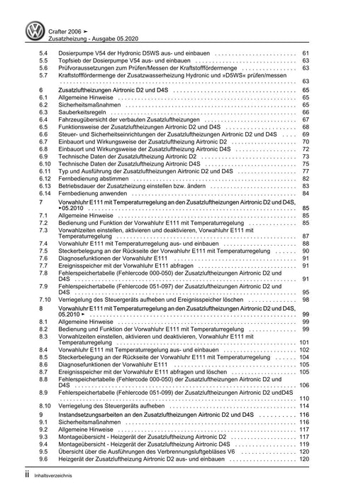 Crafter (2006 - 2016) Reparaturanleitung Zusatzheizung