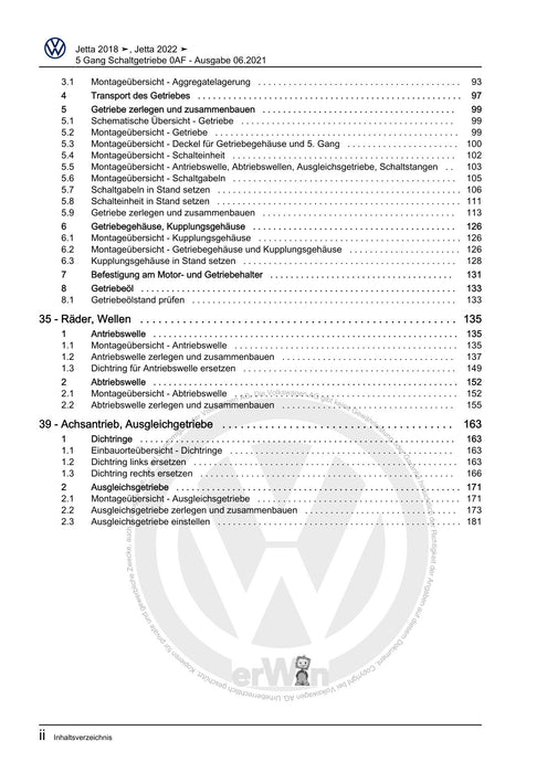 Jetta (2014+) Reparaturanleitung 5 Gang-Schaltgetriebe 0AF