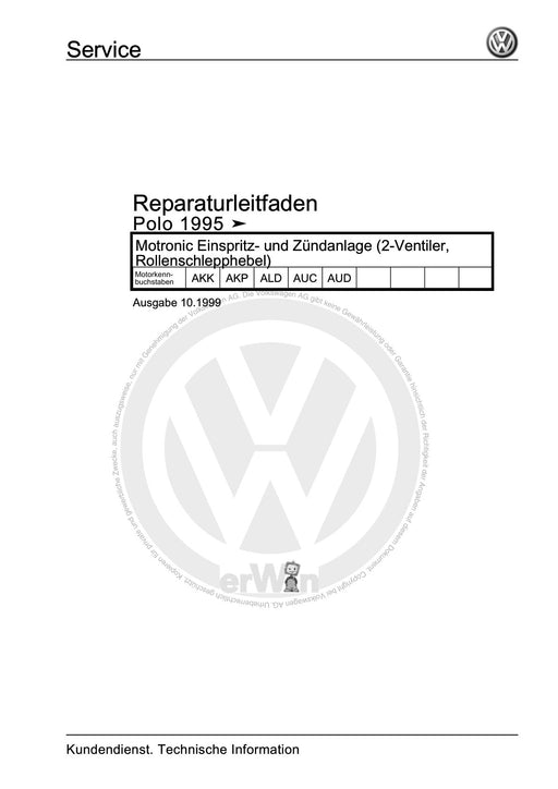 Polo (1995 - 2002) Polo Reparaturanleitung Motronic Einspritz- und Zündanlage (2-Ventiler, Rollenschlepphebel)