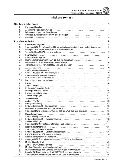 Amarok (2011+) Reparaturanleitung Kommunikation