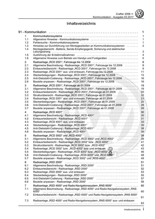 Crafter (2006 - 2016) Reparaturanleitung Kommunikation