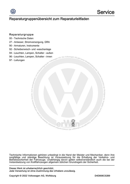 Transporter (2016+) Reparaturanleitung Elektrische Anlage