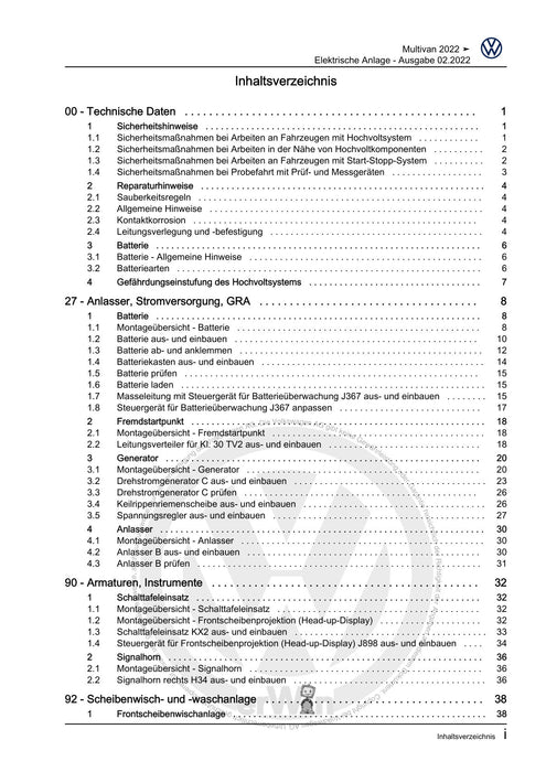 Transporter (2016+) Reparaturanleitung Elektrische Anlage