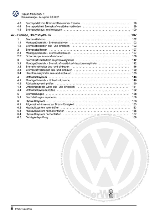 Tiguan (2008+) Reparaturanleitung Bremsanlage