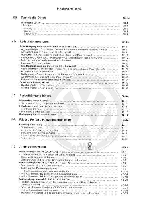 Corrado (1988 - 1995) Reparaturanleitung Fahrwerk