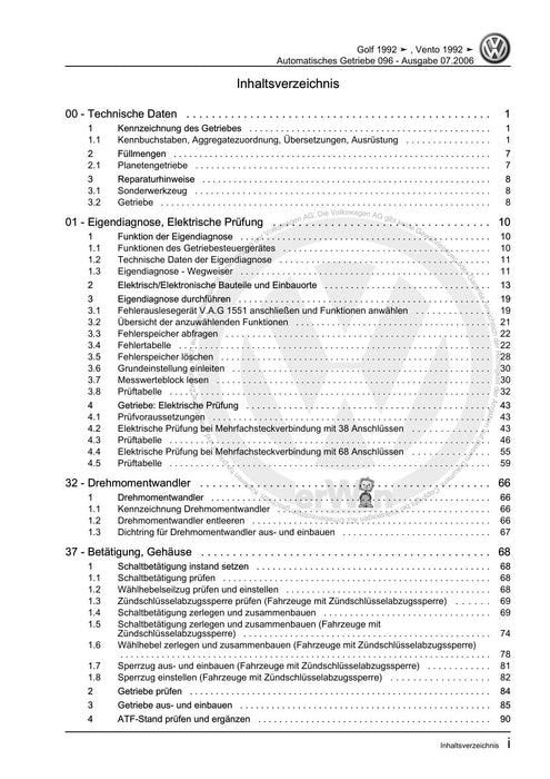 Golf Cabriolet (1994 - 2002) Reparaturanleitung Automatisches Getriebe 096