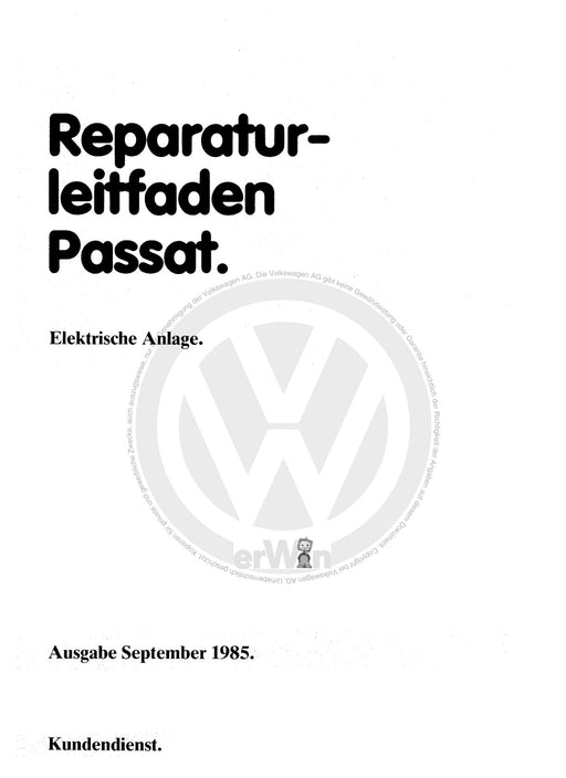 Passat (1982 - 1988) Passat-Santana Reparaturanleitung Elektrische Anlage