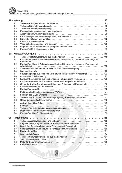 Passat (1997 - 2005) Passat-Passat Variant Reparaturanleitung 5-Zyl. Einspritzmotor (4-Ventiler), Mechanik