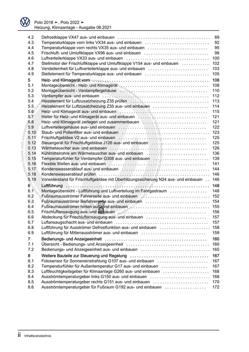Polo 2022 Reparaturanleitung Heizung, Klimaanlage