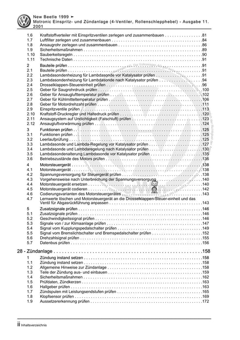 Beetle (1998 - 2010) New Beetle-Cabrio Reparaturanleitung Motronic Einspritz- und Zündanlage (4-Ventiler, Rollenschlepphebel)