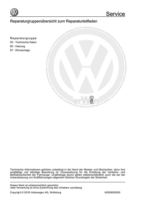 Passat (2005 - 2008) Passat-Passat Variant Reparaturanleitung Heizung+Klimaanlage