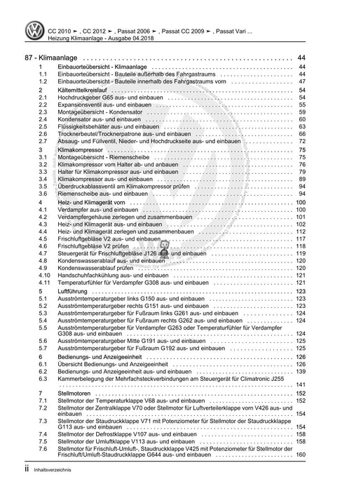 Passat (2005 - 2008) Passat-Passat Variant Reparaturanleitung Heizung+Klimaanlage
