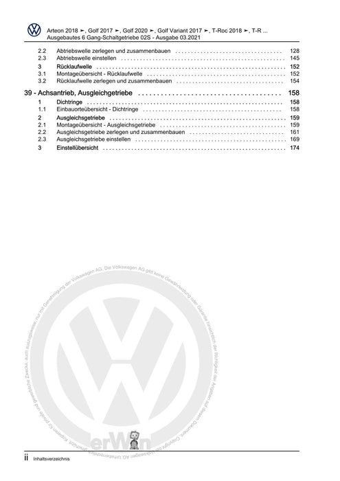 Arteon (2018 - 2020) Reparaturanleitung Ausgebautes 6 Gang-Schaltgetriebe 02S