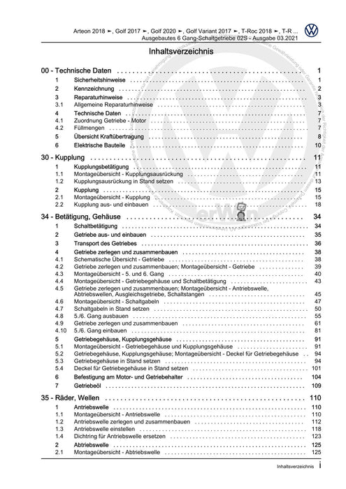 Golf VIII (2020+)+Golf-Variant-Sportsvan Reparaturanleitung Ausgebautes 6 Gang-Schaltgetriebe 02S