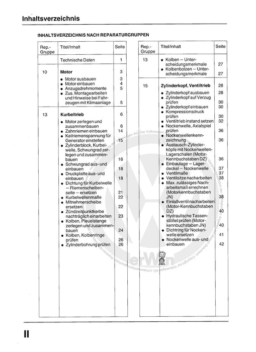 Passat (1974 - 1988) Passat-Passat Variant Reparaturanleitung 1,8-l-Einspritzmotor (K- und KE-Jetronic), DZ,JN