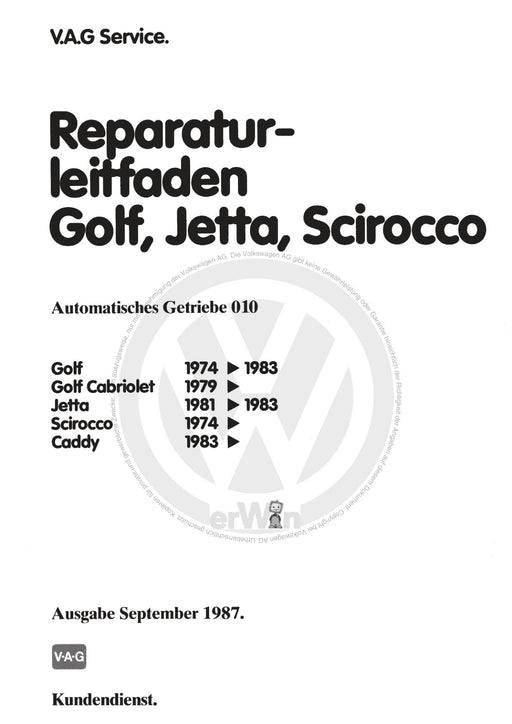 Jetta (1980 - 1988) Jetta Reparaturanleitung Automatisches Getriebe 010
