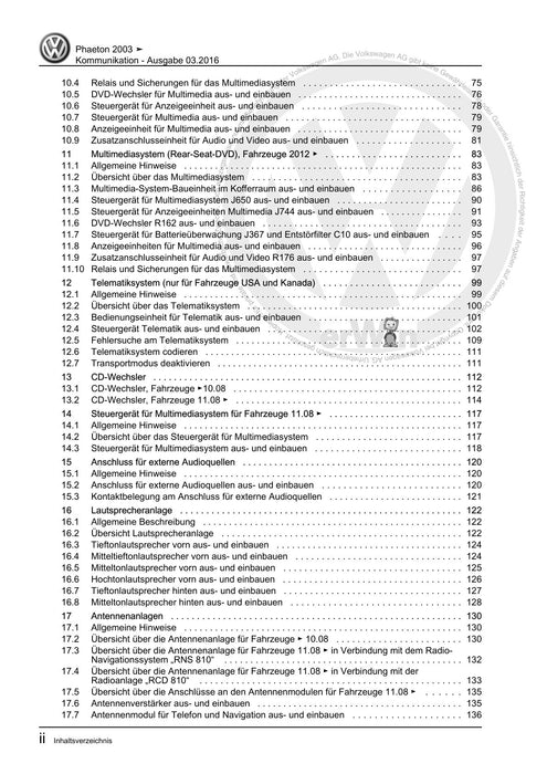 Phaeton (2001 - 2008) Reparaturanleitung Kommunikation