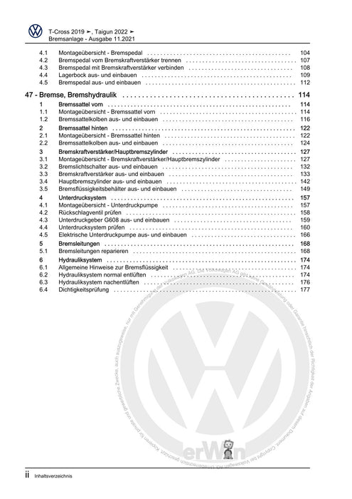 T-Cross (2019+) Reparaturanleitung Bremsanlage