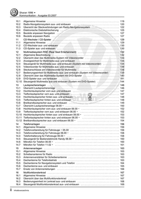 Sharan (1995 - 2010) Reparaturanleitung Kommunikation