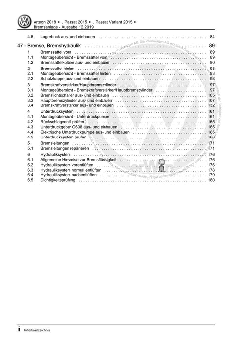 Arteon (2018 - 2020) Reparaturanleitung Bremsanlage