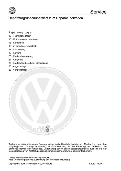 Lupo (1998 - 2006) Reparaturanleitung 3-Zyl. Dieselmotor (Aluminium-Zylinderblock)